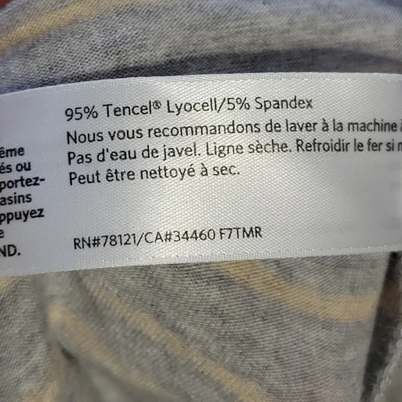 Eileen Fisher Gray Striped 3/4 Sleeve Top - Picture 7 of 7